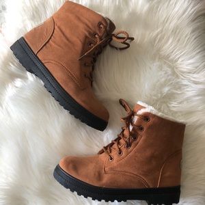 Faux fur lined ankle boots